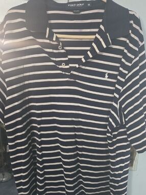 Polo Golf Ralph Lauren Navy & White Striped Polo Shirt